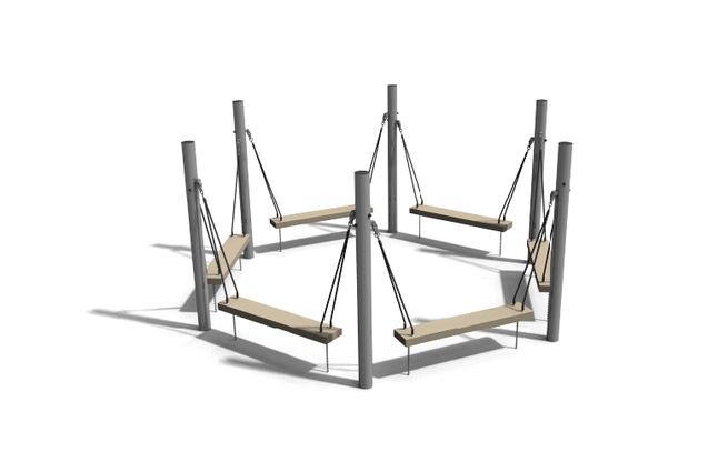 3D rendering af Utemöbel - hängande bänk sexkantig stål