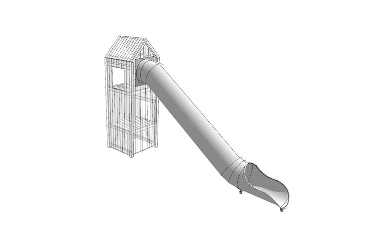 3D rendering af Lektorn - slutet rutschrör h 2,2m Theodor