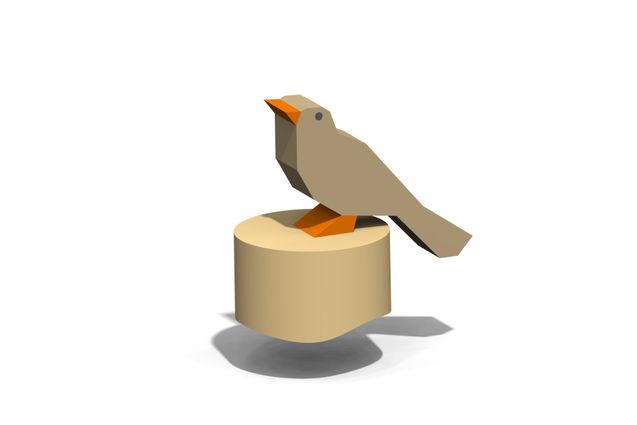 3D rendering af Lekskulptur - fågel