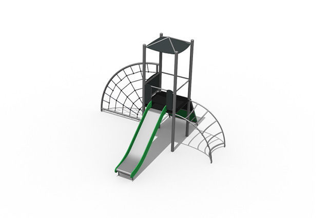 3D rendering af Lektorn - torn och rutschkana stål