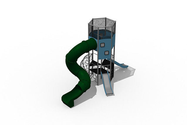 3D rendering af Lektorn - runt torn m rutschkana