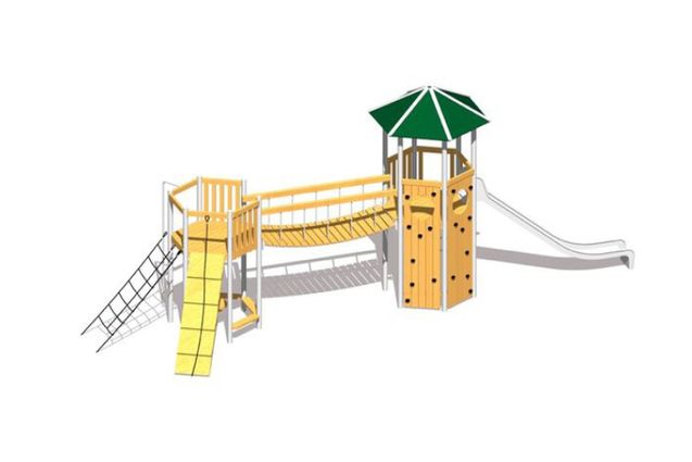 3D rendering af Klätteranlägg - torn m gångbro