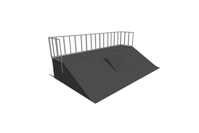 3D rendering af Skateramp - Bank ramp + Mini quarter