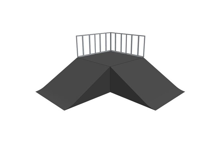 3D rendering af Skateramp - 2 x Bank ramp 90deg
