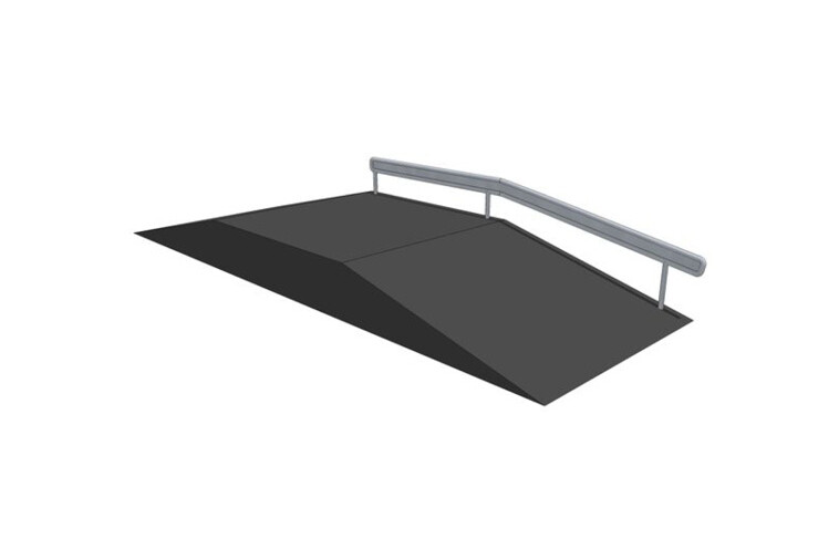 3D rendering af Skateramp - Funbox with rail 2/3