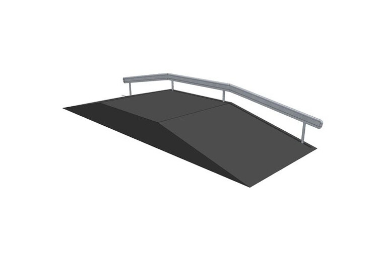 3D rendering af Skateramp - Funbox with rail 3/3