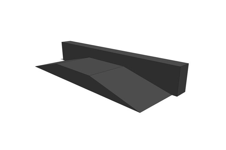 3D rendering af Skateramp - Funbox with straight grindbox