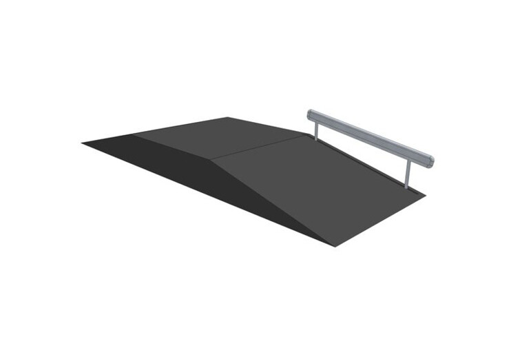 3D rendering af Skateramp - Funbox with rail 1/3