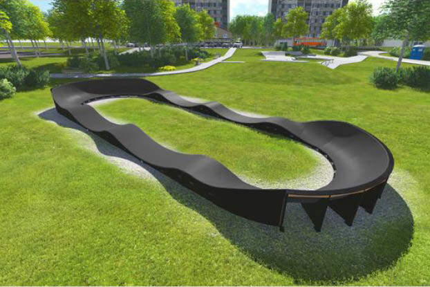 3D rendering af Cykelbana - pumptrack 1